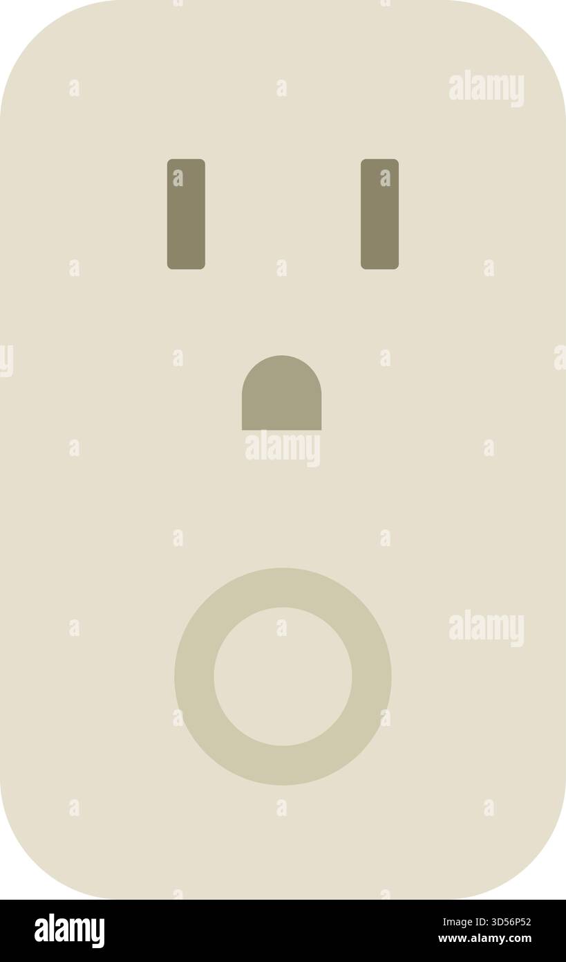 A rectangular smart plug with integrated socket and pairing button for remote power control via a mobile app Stock Vector