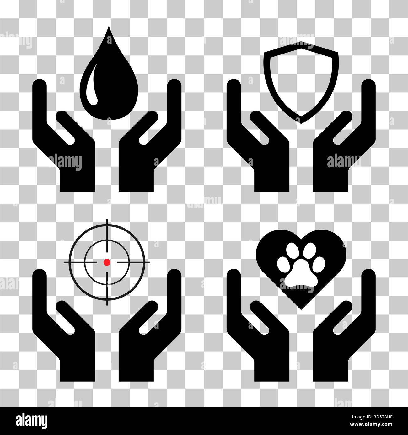 Set of Hope icon, human hand with empty symbol, help graphic design ...