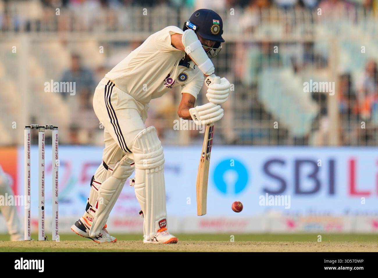 India's Washington Sundar bats on the first day of the first cricket ...