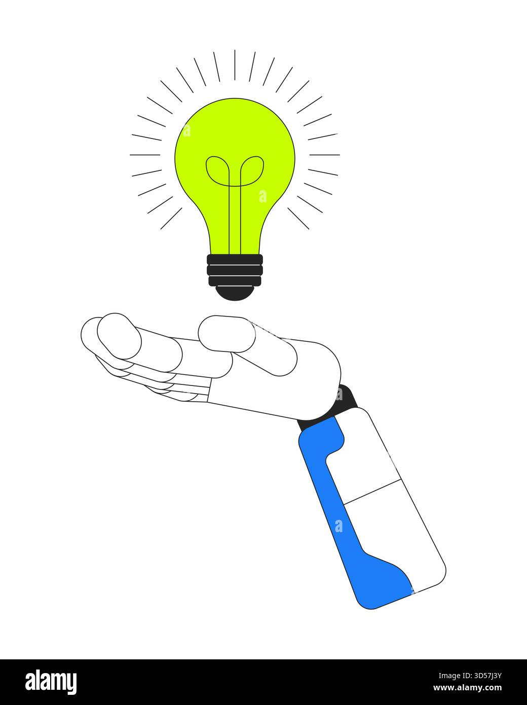 Robotic hand presenting light bulb vector illustration Stock Vector