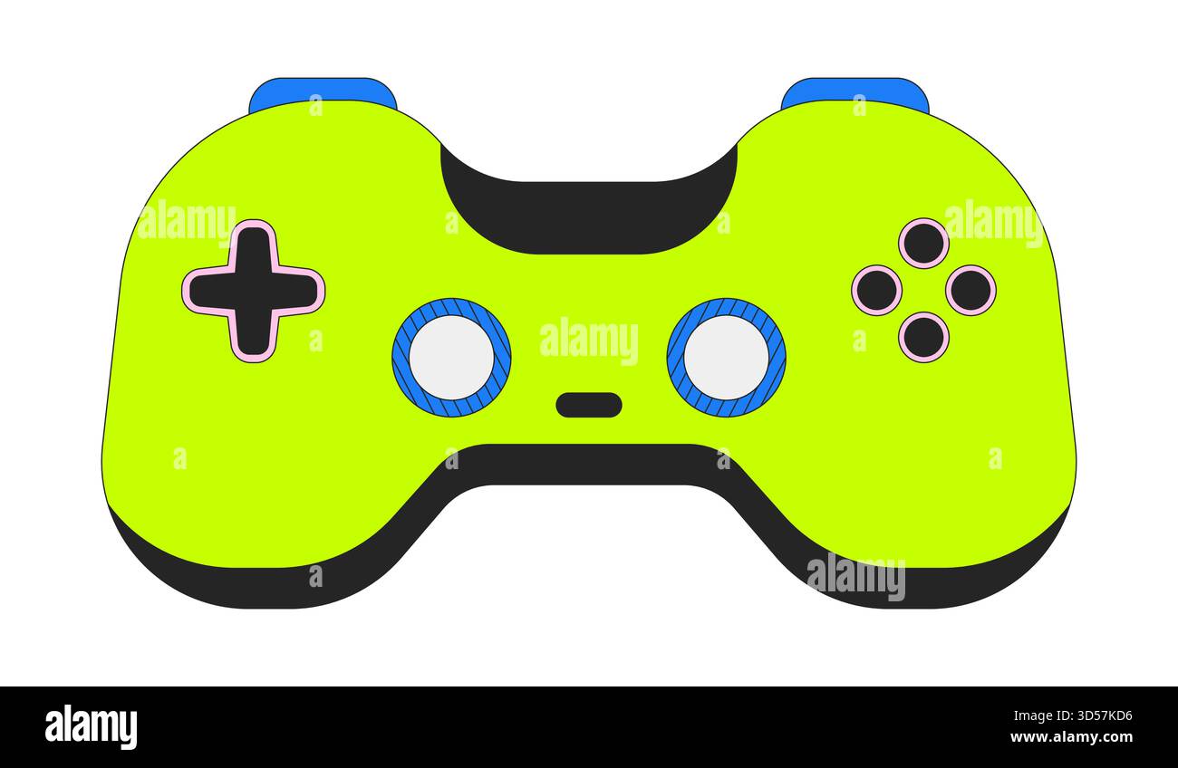 Stylized retro game controller 2D cartoon object Stock Vector