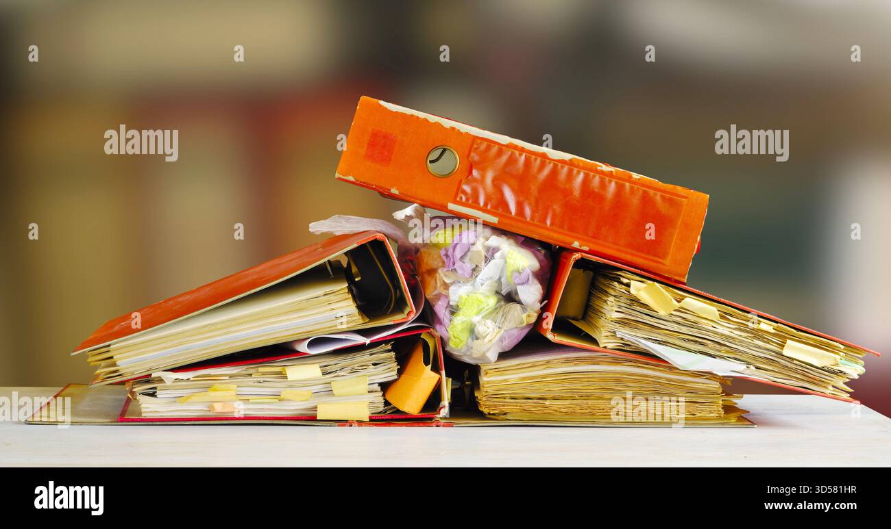 Messy file folders Stock Photo