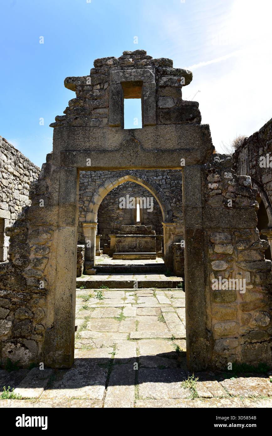 Castelo Mendo, traditional granite architecture. Castle and church ...