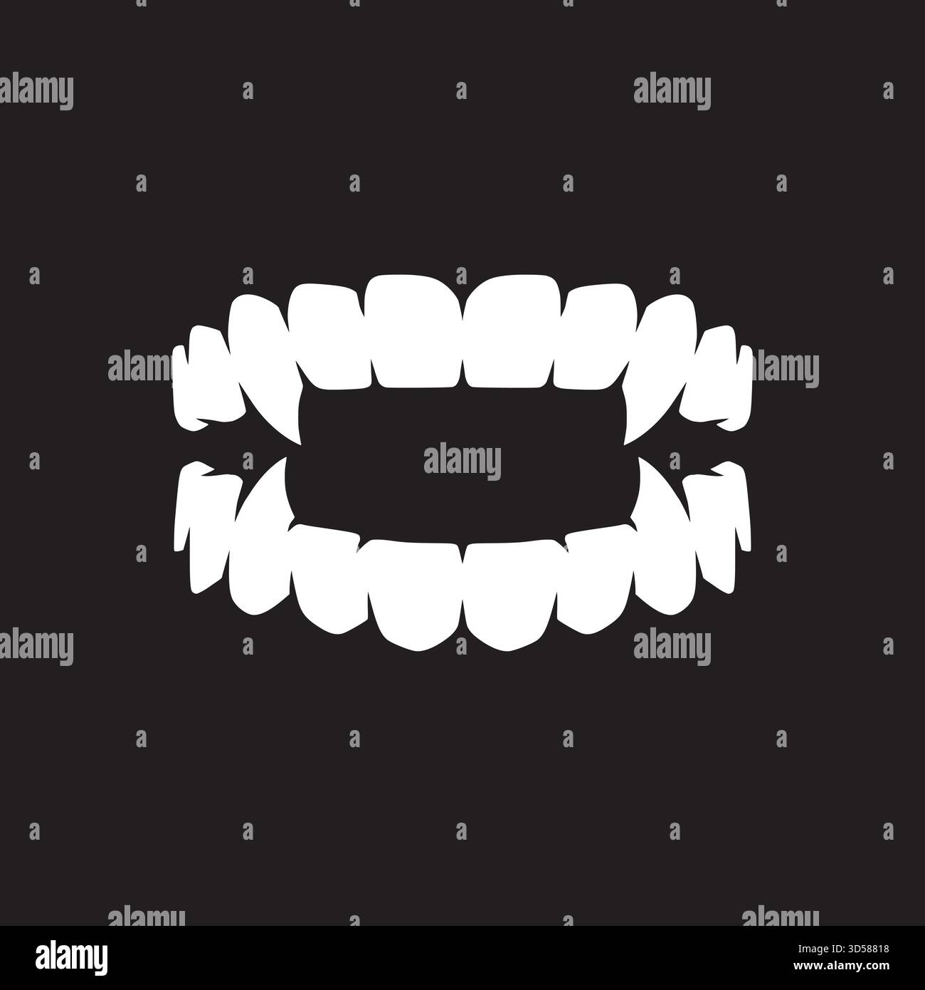 Vampire fangs teeth concept. Devil teeth design illustration, vector. Stock Vector