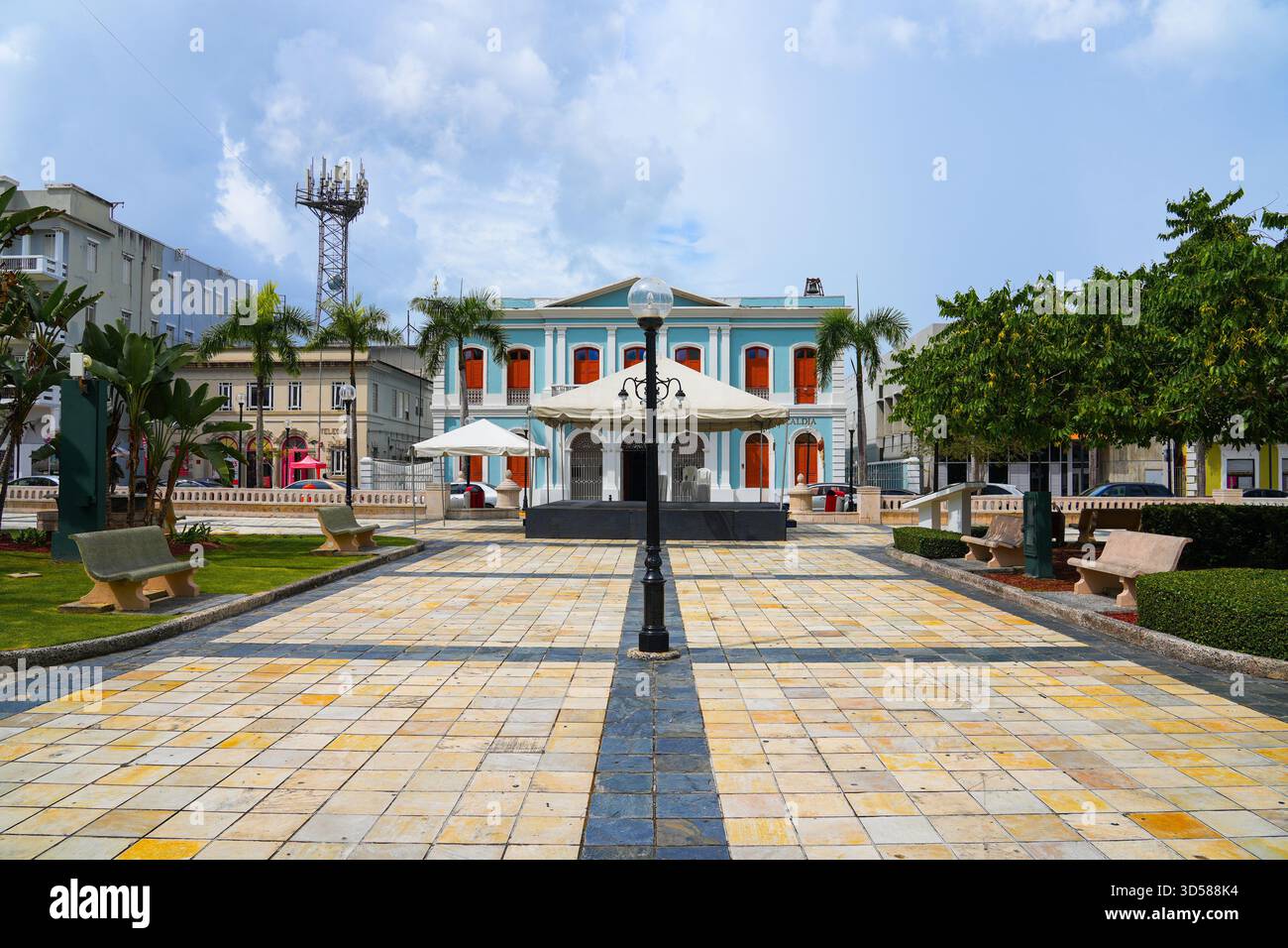 Square Puerto Rico Caguas Alcaldía (City Hall) on Plaza Palmer, Puerto Rico Stock Photo ...