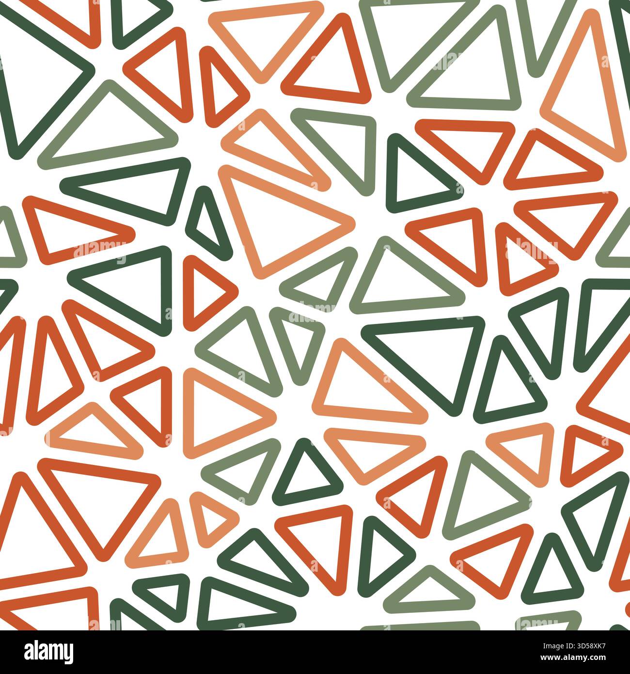 Triangles pattern geometric design. Medium triangles size. Multiple colors style. Rounded triangles outlined. Repeatable pattern. Autumn Foliage. Stock Vector
