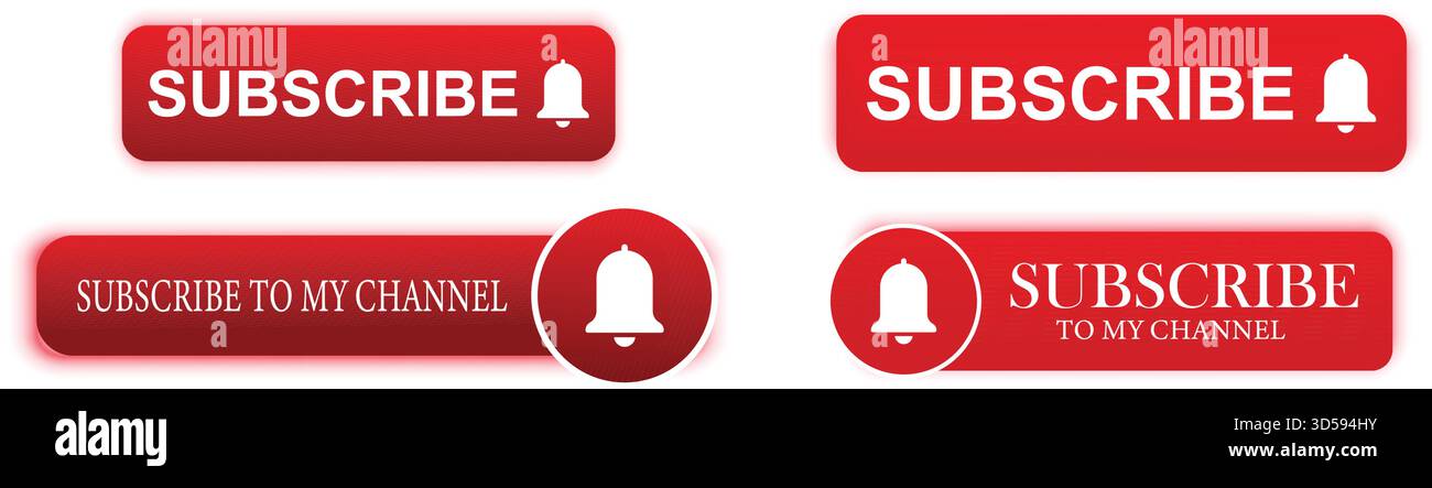 Subscribe Button with Notification Bell Icon Stock Vector