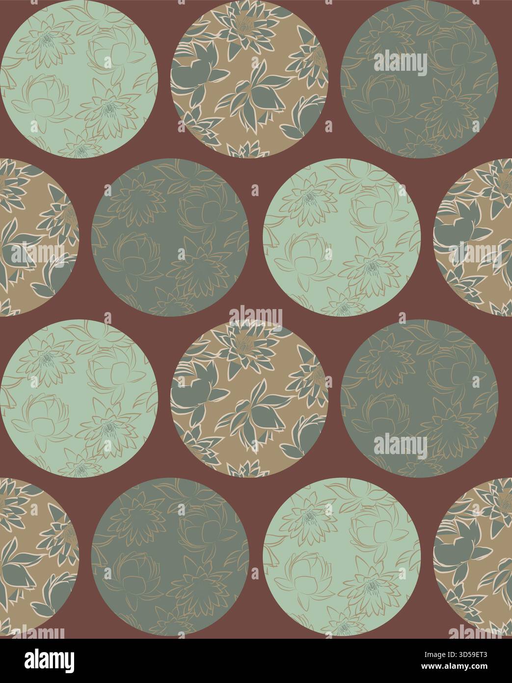 Dot lotus floral handmade seamless pattern, polka Abstract artistic, floral, maximalism. Stock Vector