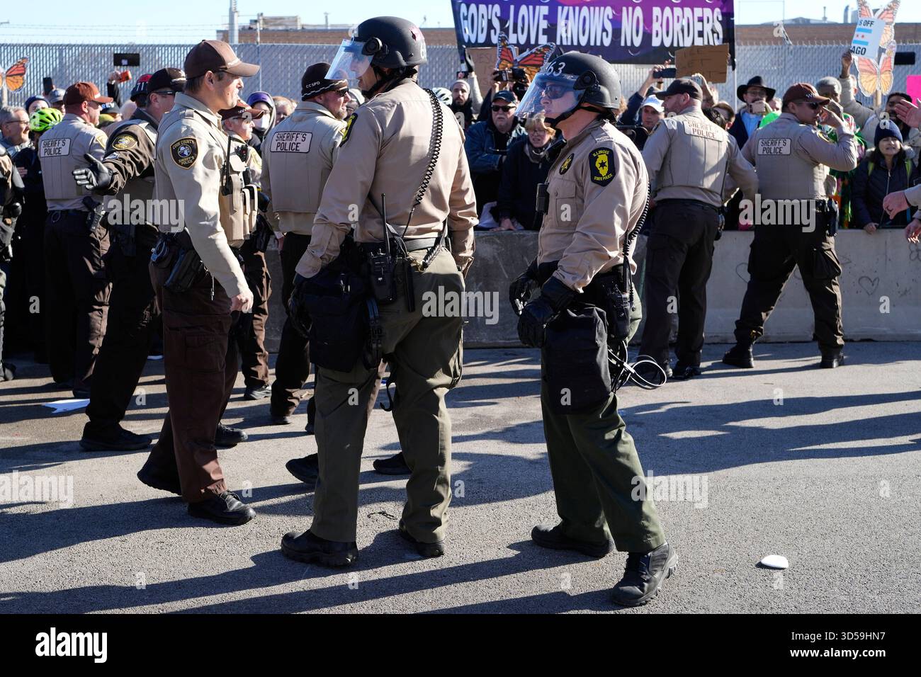 Illinois State Police and Cook County Sheriff Police guard as ...