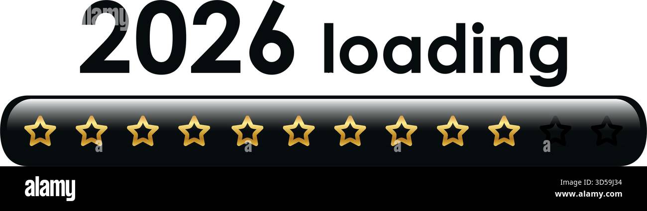 2026 loading golden bar with stars vector illustration Stock Vector ...