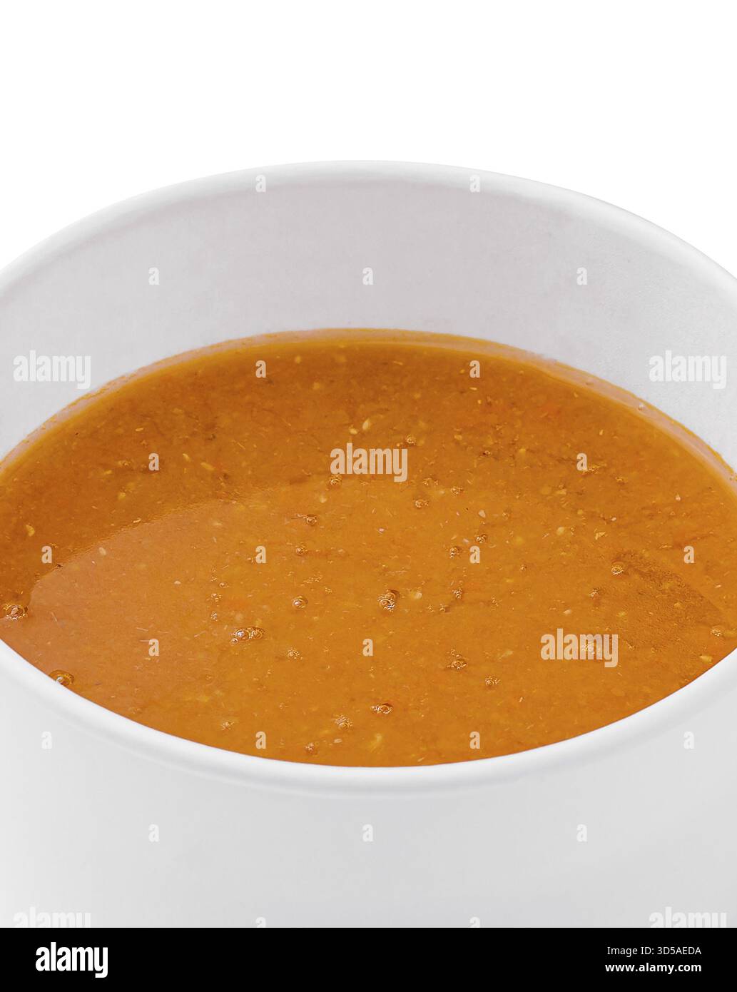 Food, Pumpkin cream soup isolated on white Stock Photo