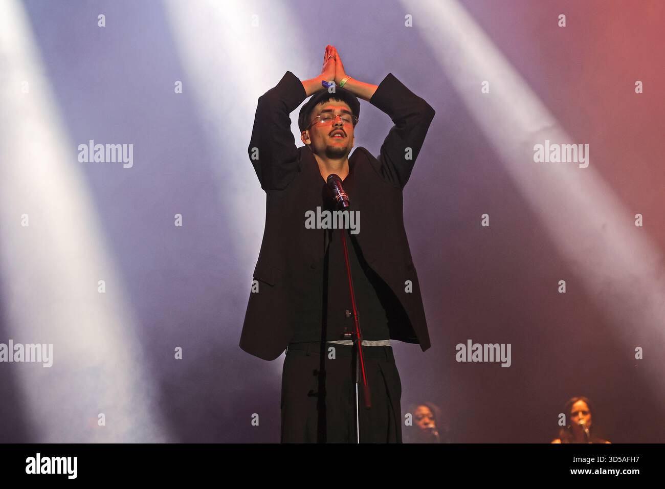 Hungarian rapper and hip-hop artist Co Lee (Halász Kolos) performs at Sziget Festival in Budapest, Hungary Stock Photo