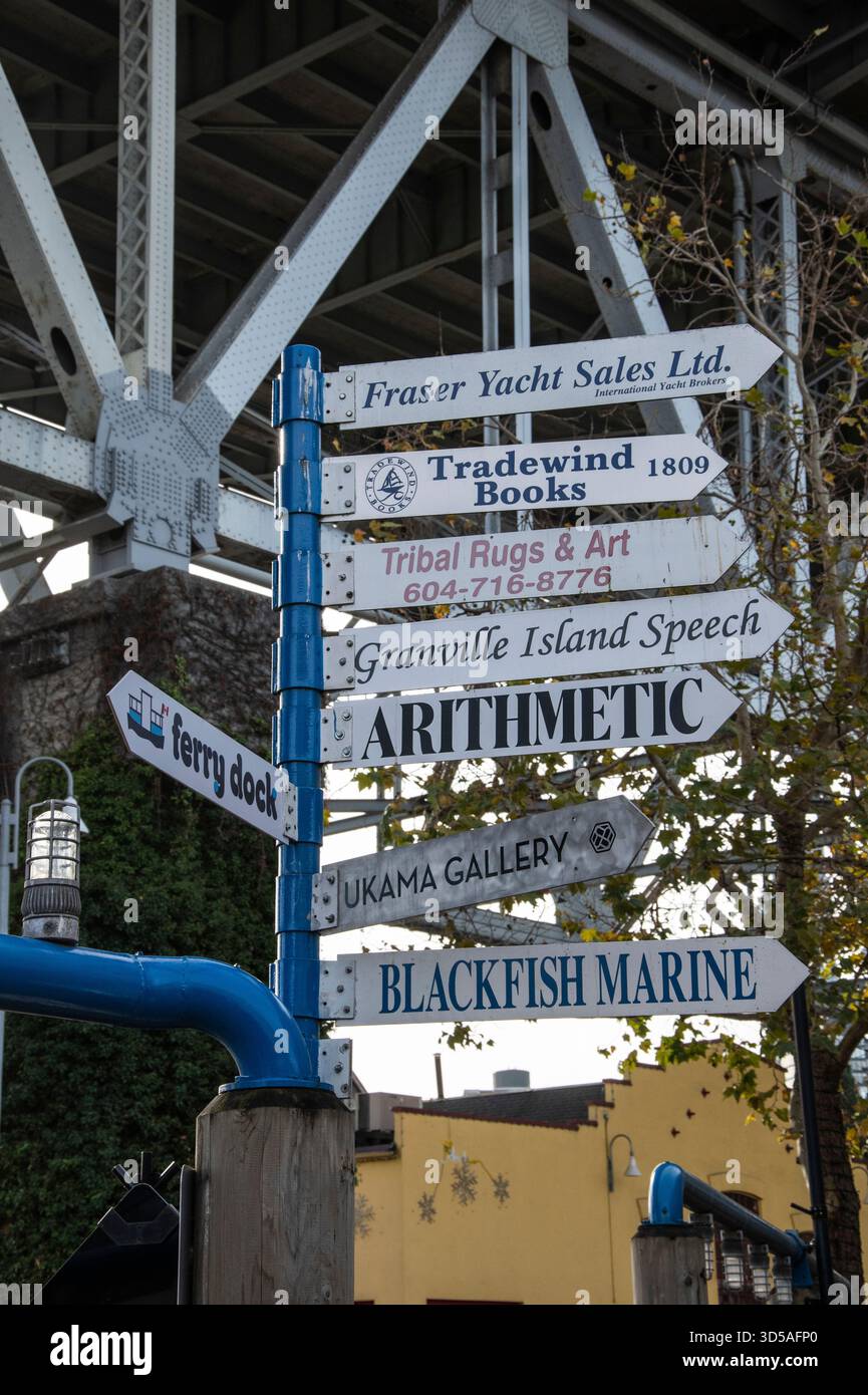 Directional street signs to amenities and attractions at Granville ...