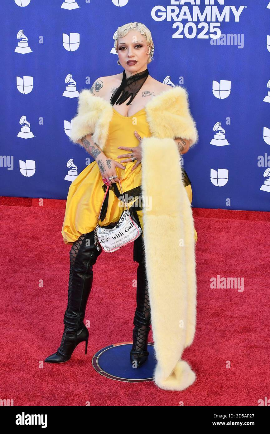 Mon Laferte attends The 26th Annual Latin GRAMMY Awards at MGM Grand Garden Arena on November 13, 2025 in Las Vegas, Nevada. Photo: Casey Flanigan/imageSPACE/MediaPunch Stock Photo