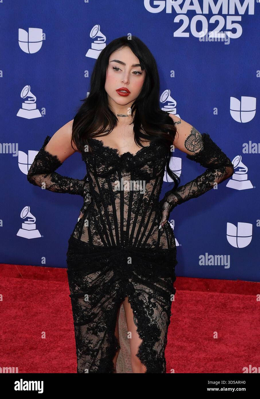 Nicki Nicole attends The 26th Annual Latin GRAMMY Awards at MGM Grand Garden Arena on November 13, 2025 in Las Vegas, Nevada. Photo: Casey Flanigan/imageSPACE/MediaPunch Stock Photo