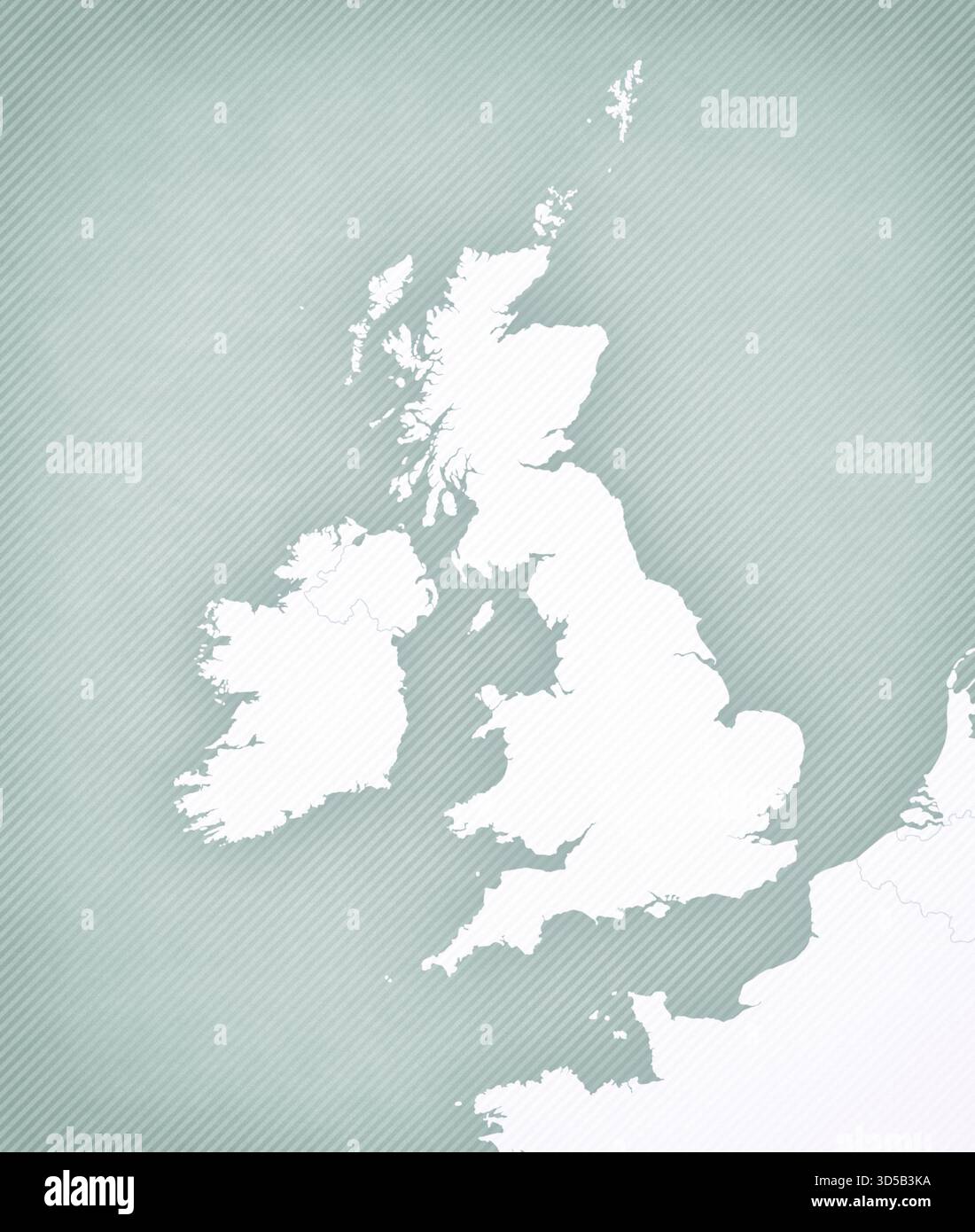 Blank map of British Isles with softly striped vintage background Stock