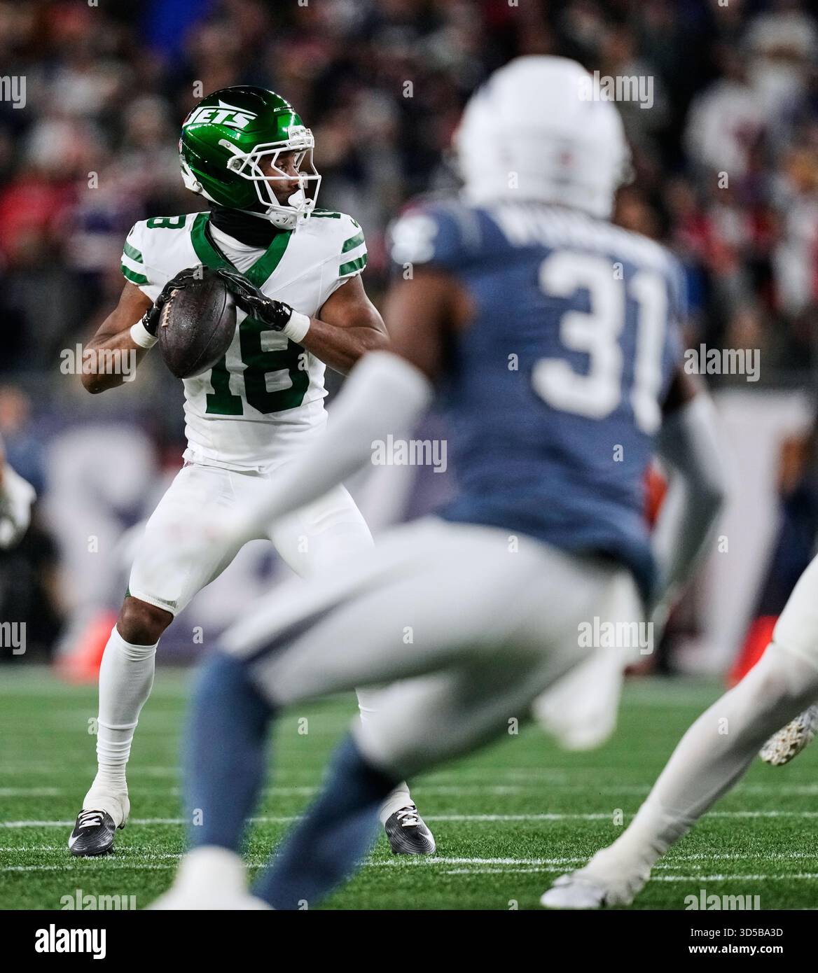 New York Jets wide receiver Isaiah Williams (18) looks to pass during ...