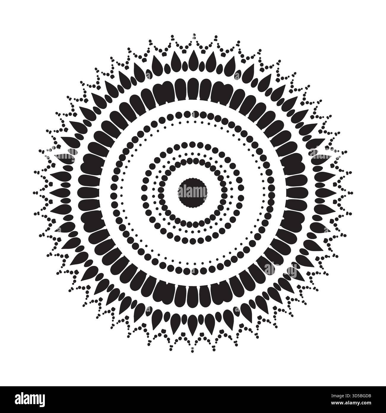 Abstract circular design with dots and rounded shapes on white background Stock Vector