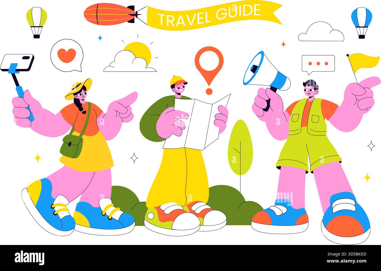 Travel Guide and Tour Vector Illustration Showing Interesting Places to ...