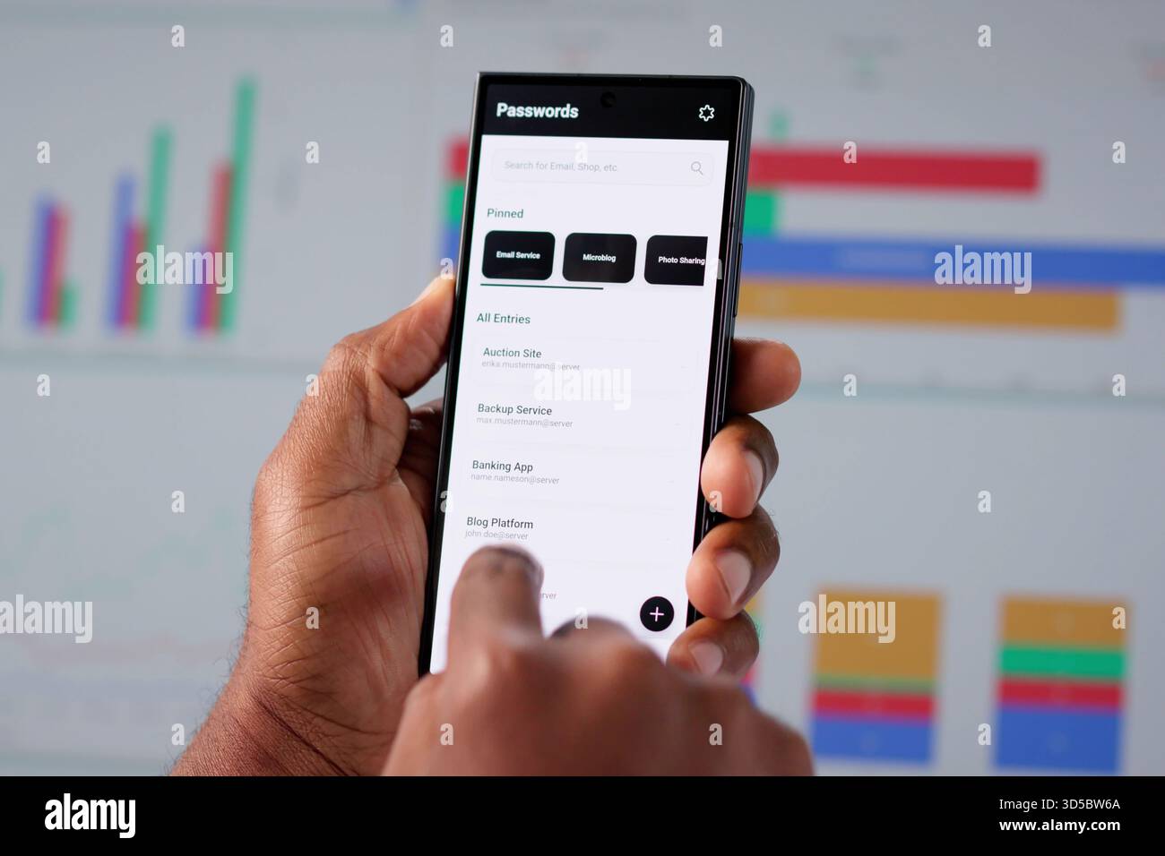 Secure Your Business Data With Cloud Technology Password Manager App Stock Photo
