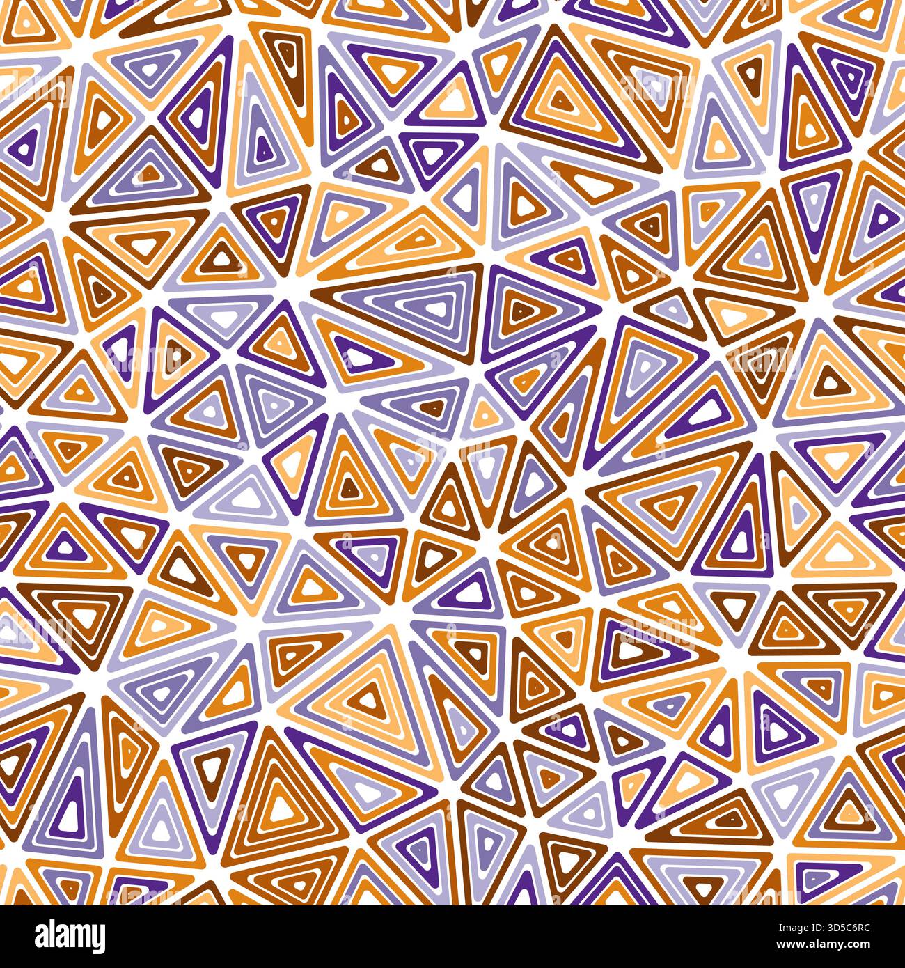Mosaic background. Medium triangle size. Multiple repeated inner triangles. Multicolored style. Repeatable pattern. Amazing vector tiles. Stock Vector