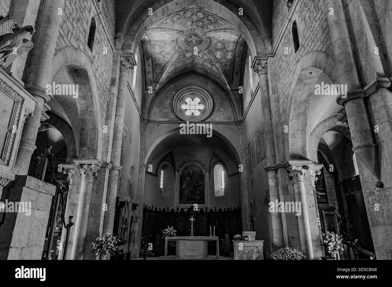 The Collegiate Church of Santa Maria Assunta in Amaseno is a church that houses the relics of Saint Lawrence, martyred in 258 AD. It is famous for the - Stock Image