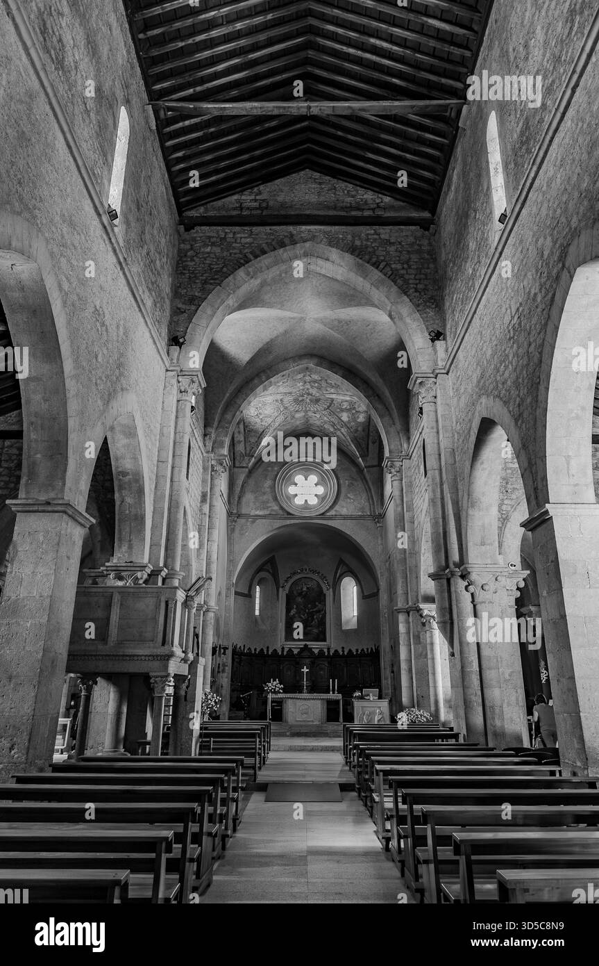 The Collegiate Church of Santa Maria Assunta in Amaseno is a church that houses the relics of Saint Lawrence, martyred in 258 AD. It is famous for the - Stock Image