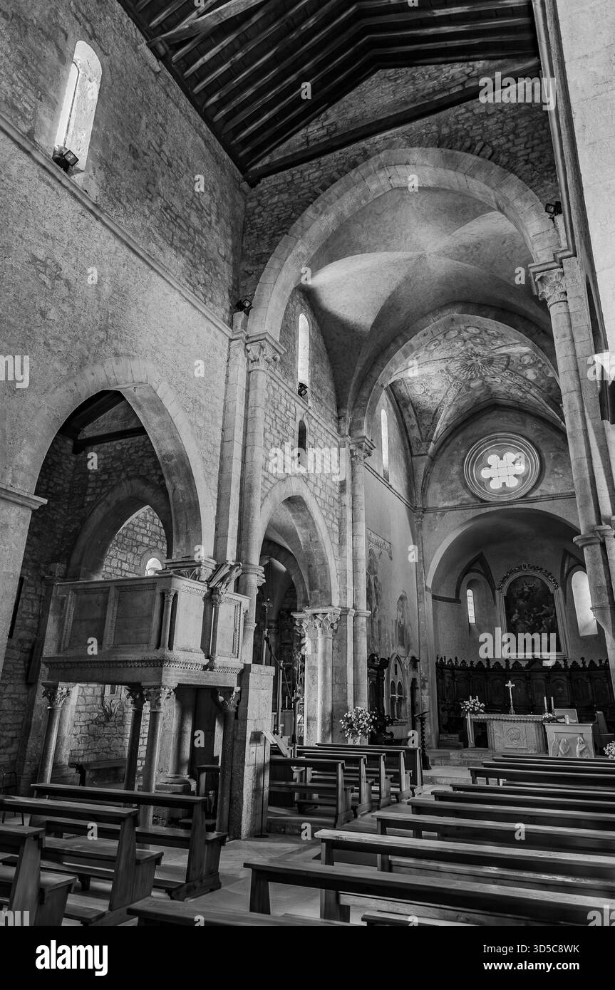 The Collegiate Church of Santa Maria Assunta in Amaseno is a church that houses the relics of Saint Lawrence, martyred in 258 AD. It is famous for the - Stock Image