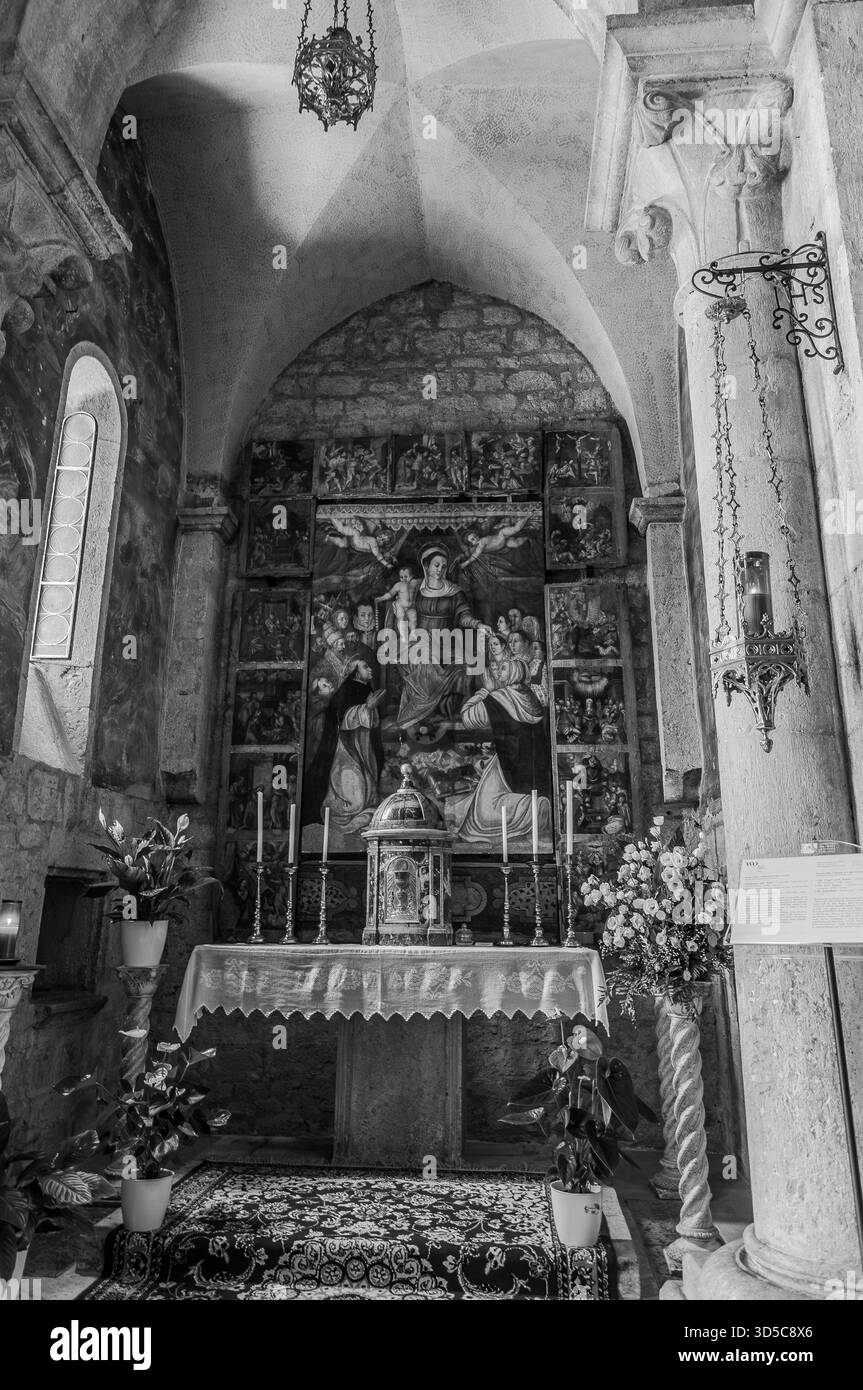 The Collegiate Church of Santa Maria Assunta in Amaseno is a church that houses the relics of Saint Lawrence, martyred in 258 AD. It is famous for the - Stock Image