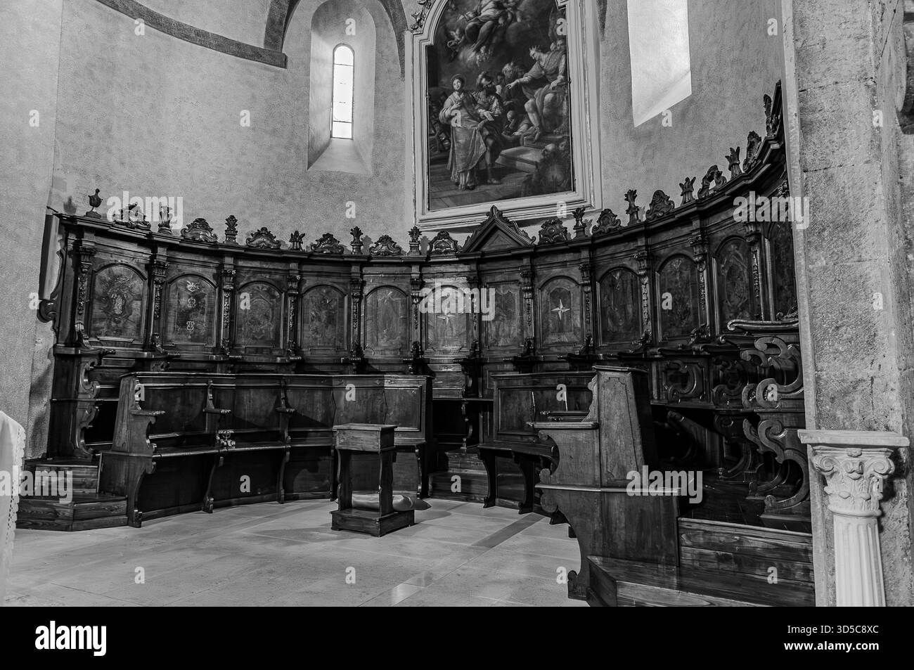 The Collegiate Church of Santa Maria Assunta in Amaseno is a church that houses the relics of Saint Lawrence, martyred in 258 AD. It is famous for the - Stock Image