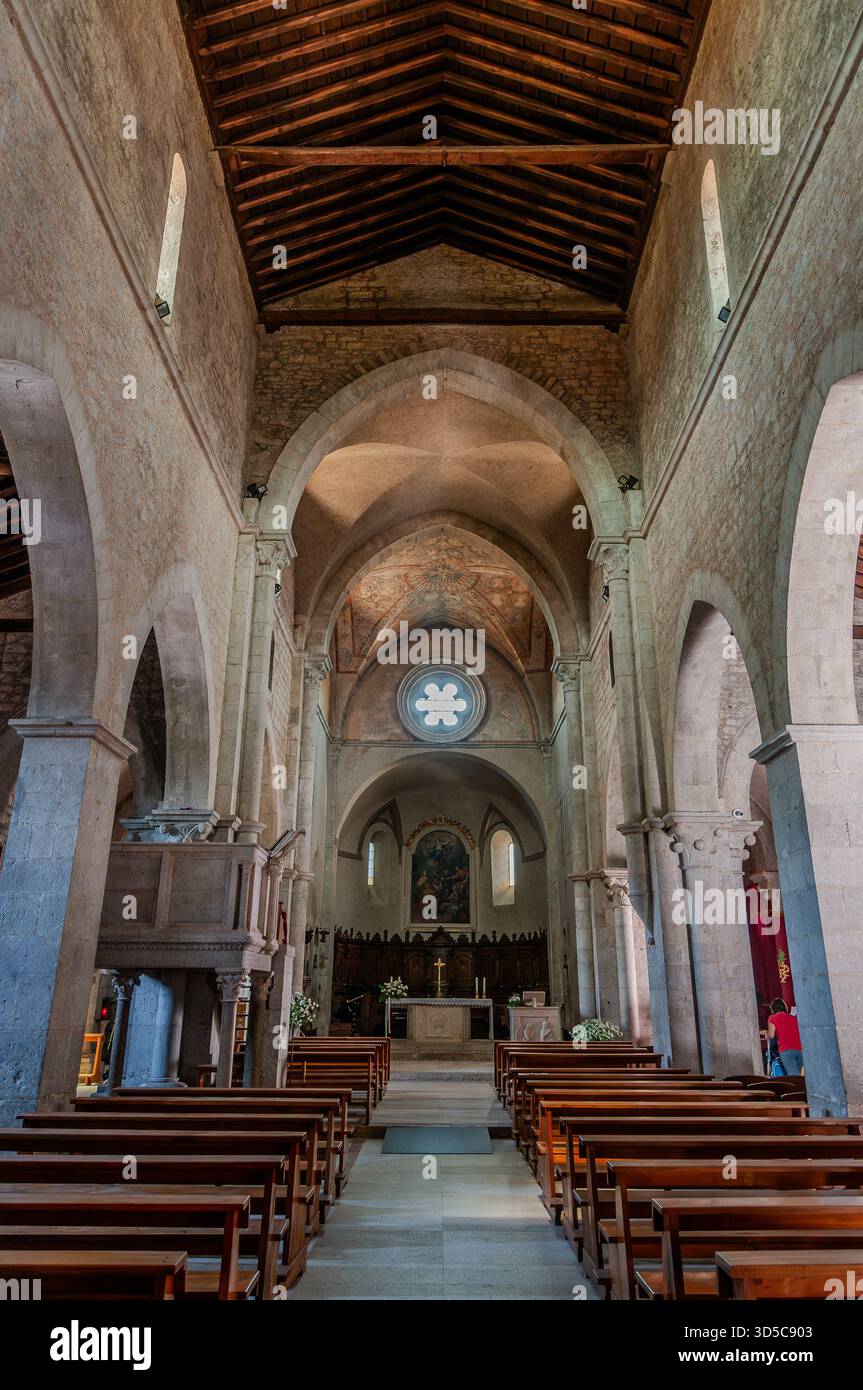 The Collegiate Church of Santa Maria Assunta in Amaseno is a church that houses the relics of Saint Lawrence, martyred in 258 AD. It is famous for the - Stock Image