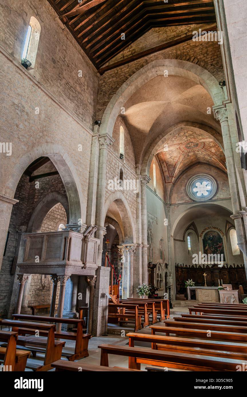 The Collegiate Church of Santa Maria Assunta in Amaseno is a church that houses the relics of Saint Lawrence, martyred in 258 AD. It is famous for the - Stock Image
