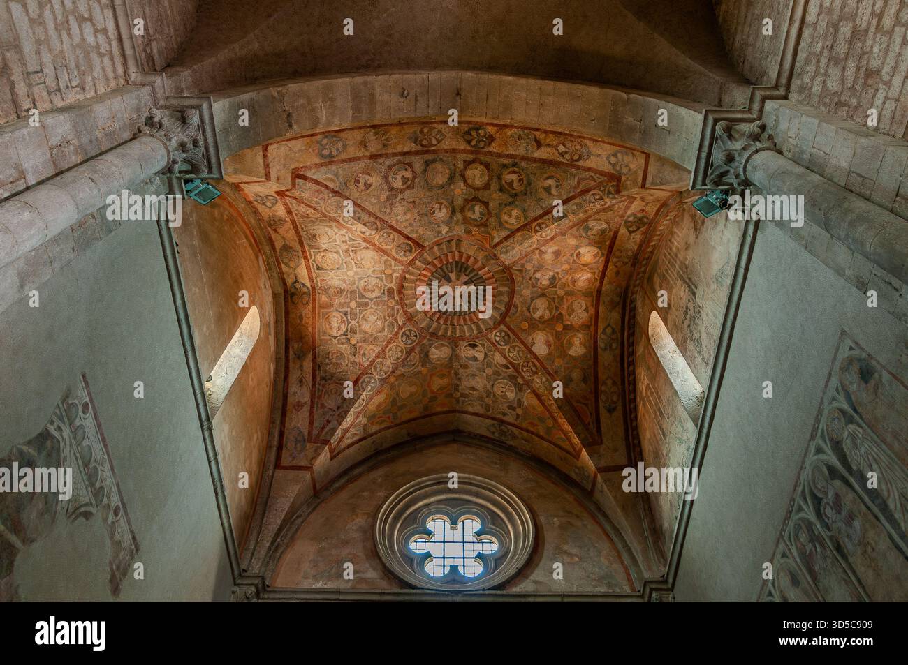 The Collegiate Church of Santa Maria Assunta in Amaseno is a church that houses the relics of Saint Lawrence, martyred in 258 AD. It is famous for the - Stock Image