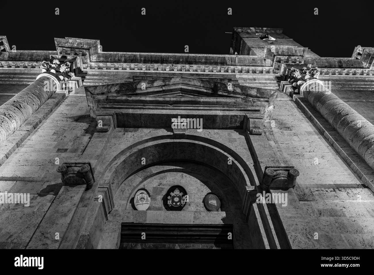 The city's cathedral, dedicated to the patron saint, stands on the site of a Roman public building, perhaps the Basilica of the Forum, and is the resu - Stock Image