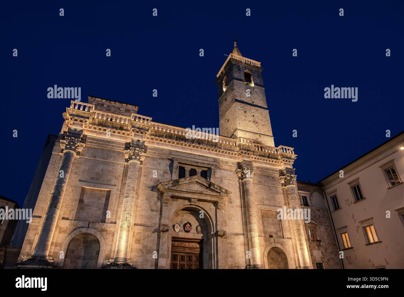 The city's cathedral, dedicated to the patron saint, stands on the site of a Roman public building, perhaps the Basilica of the Forum, and is the resu - Stock Image