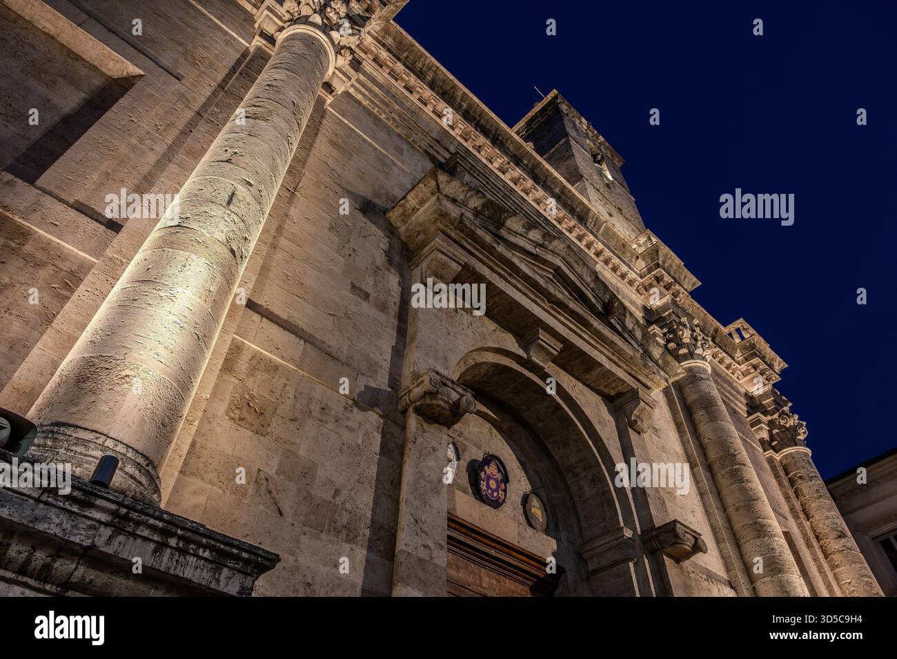 The city's cathedral, dedicated to the patron saint, stands on the site of a Roman public building, perhaps the Basilica of the Forum, and is the resu - Stock Image