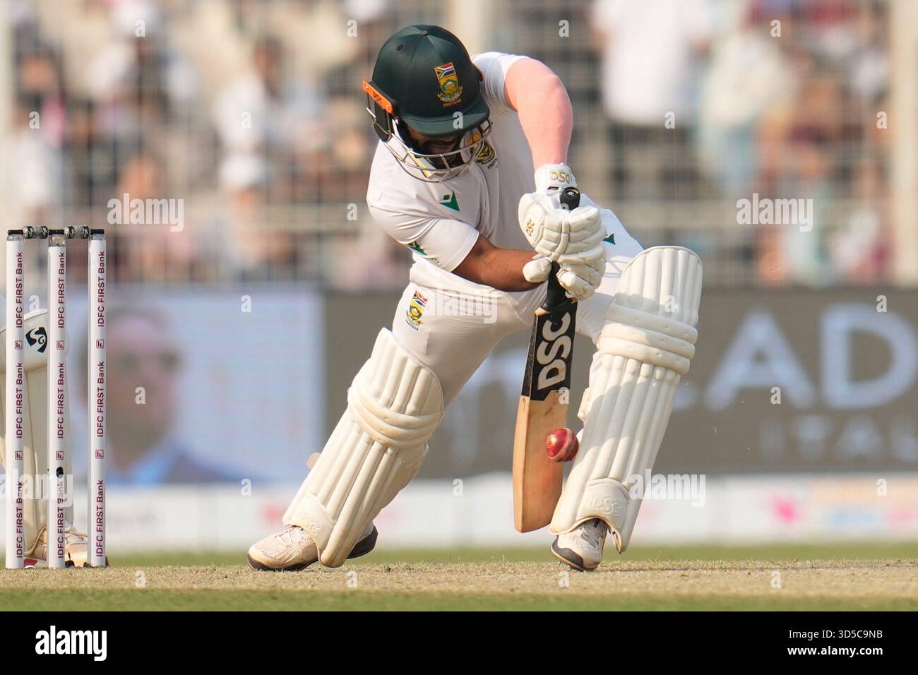 South Africa's captain Temba Bavuma bats on the second day of the first ...