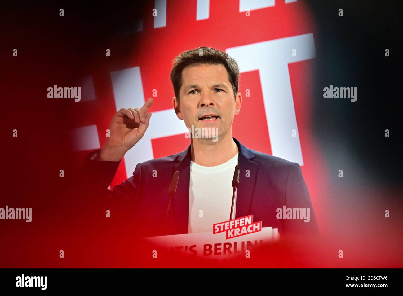 Berlin, Germany. 15th Nov, 2025. Steffen Krach, designated lead candidate of the SPD for the 2026 election to the Berlin House of Representatives, speaks during the state party conference of the SPD Berlin. The top candidate for the election to the Berlin House of Representatives on September 20, 2026 is to be chosen at the party conference. Credit: Sebastian Christoph Gollnow/dpa/Alamy Live News Stock Photo