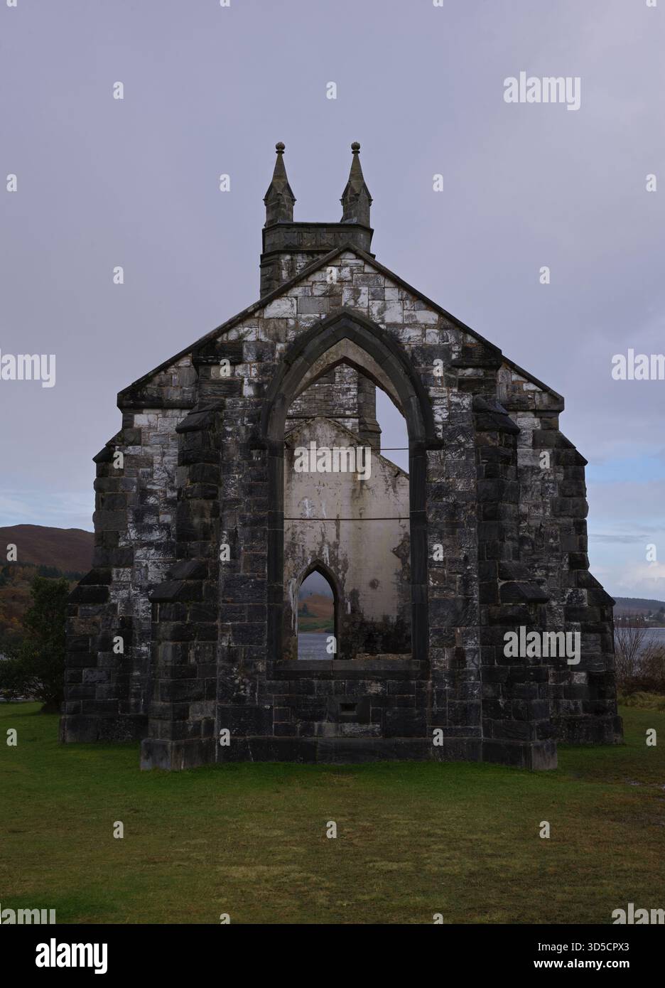Ruins of Dunlewey Church overlooking Dunlewey Lough In Dunlewey County Donegal Ireland 02/11/2025 Stock Photo
