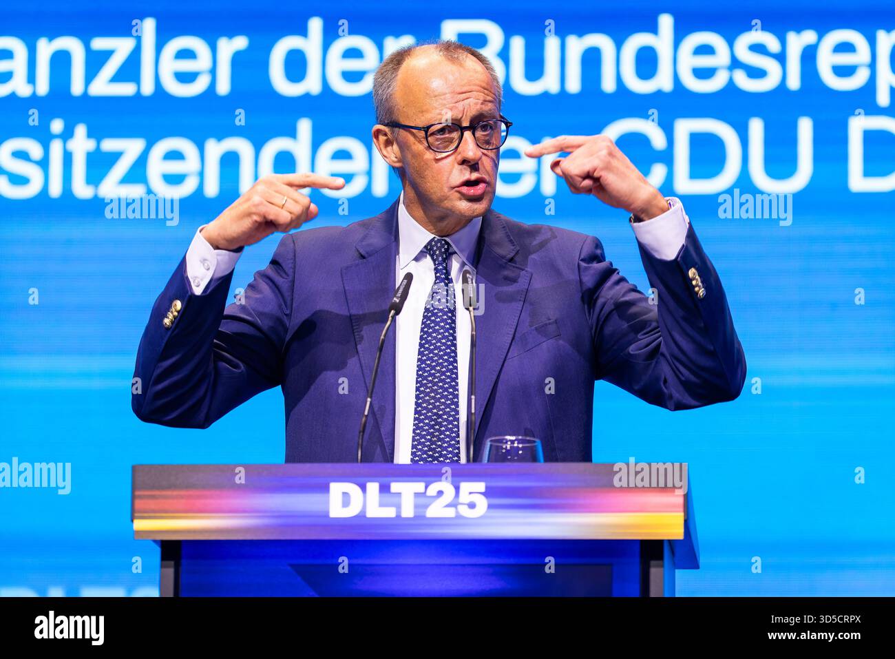 Rust, Germany. 15th Nov, 2025. Federal Chancellor Friedrich Merz (CDU) speaks on stage at the German Congress of the Junge Union (JU). The main topic of the three-day congress is likely to be the reform of the social systems. Credit: Philipp von Ditfurth/dpa/Alamy Live News Stock Photo