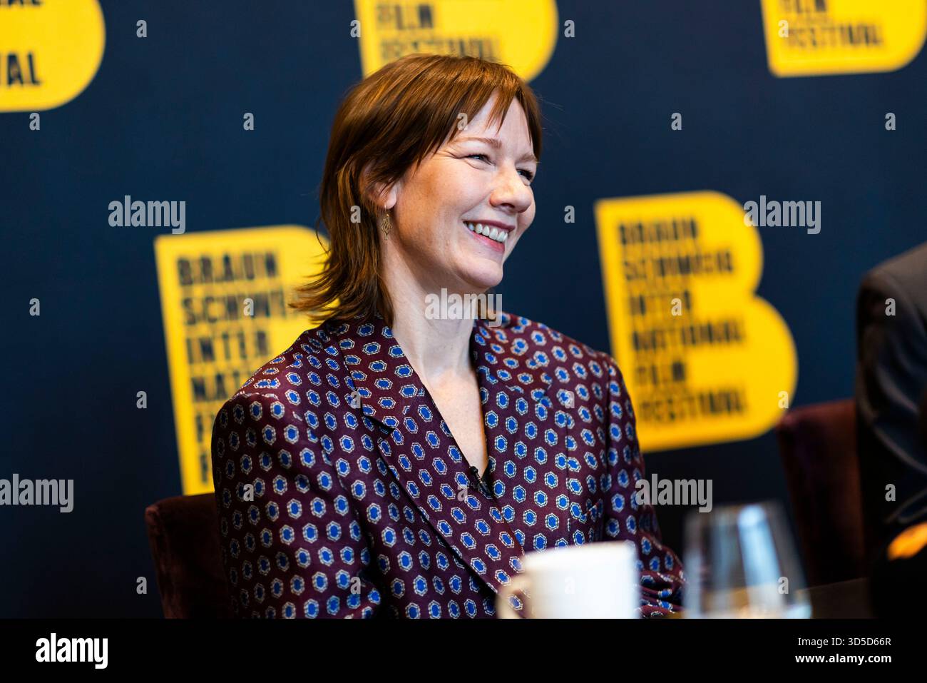 Brunswick, Germany. 15th Nov, 2025. Actress Sandra Hüller sits at a press conference of the Braunschweig International Film Festival. Hüller is to receive the main prize of the film festival in the evening. Credit: Michael Matthey/dpa/Alamy Live News Stock Photo