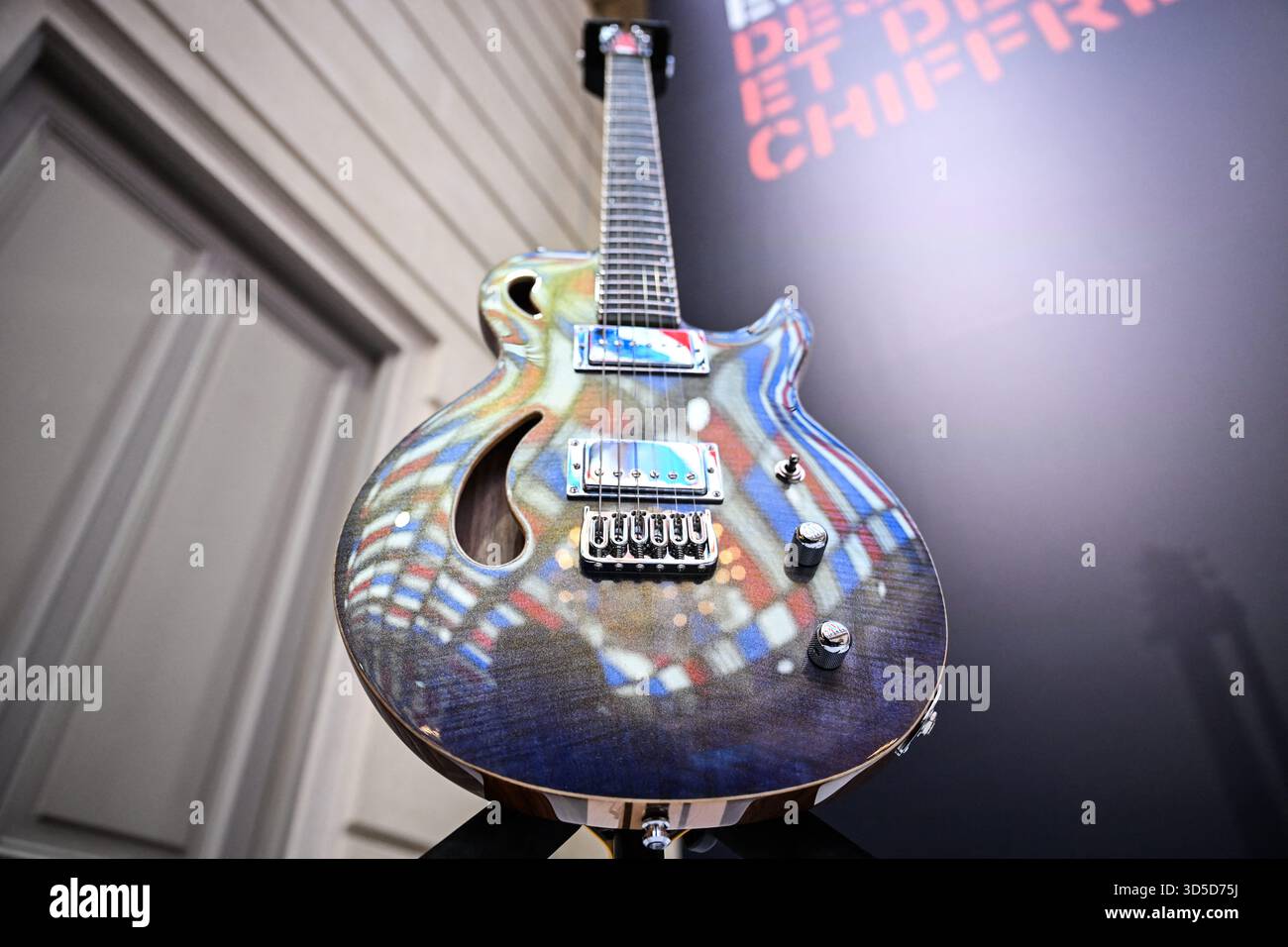 Paris, France. 15th Nov, 2025. Electric guitar, Nina Air Collection Legacy, during 5th edition of the Great Exhibition of French Manufacturing at the Elysee Palace in Paris, France on November 15, 2025. Initiated by the Head of State in January 2020, this annual event honors companies, artisans, producers, start-ups, and manufacturers who are fully committed to French manufacturing. Photo by Tomas Stevens/ABACAPRESS.COM Credit: Abaca Press/Alamy Live News Stock Photo