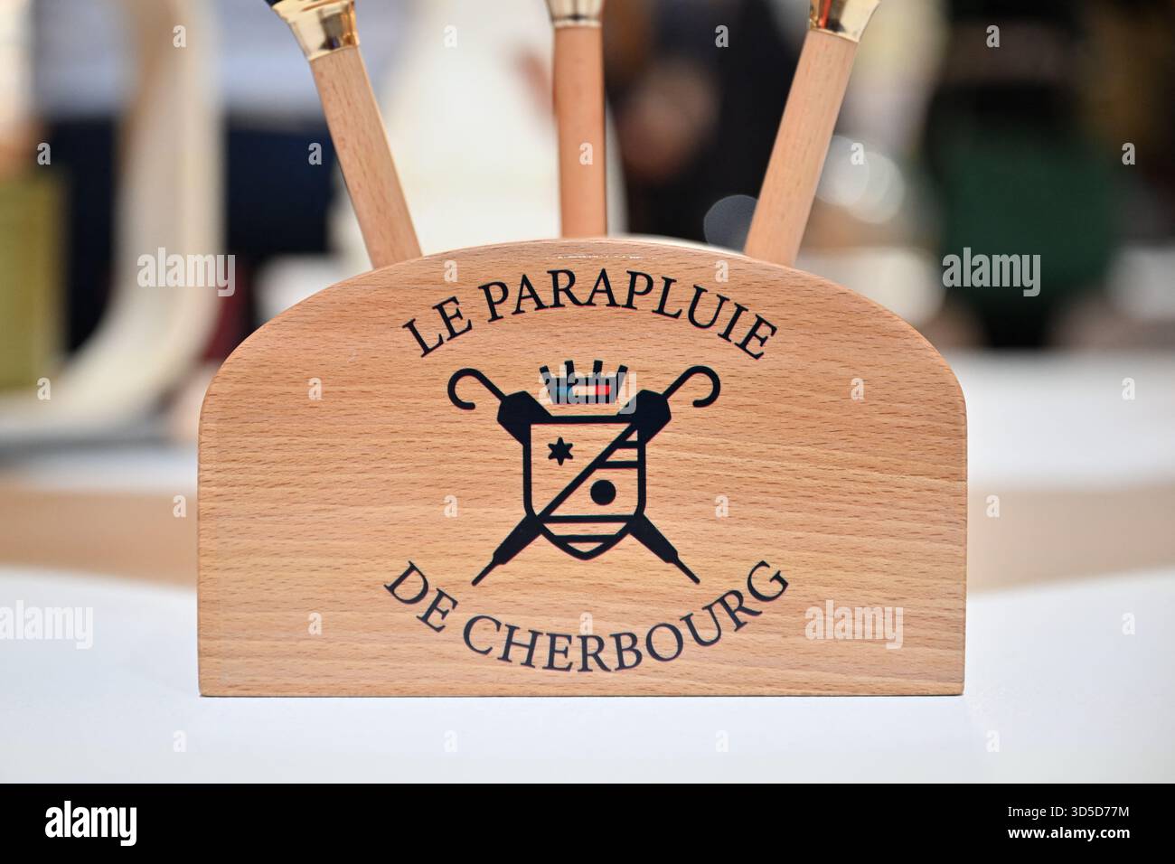 Paris, France. 15th Nov, 2025. The Cherbourg umbrella during 5th edition of the Great Exhibition of French Manufacturing at the Elysee Palace in Paris, France on November 15, 2025. Initiated by the Head of State in January 2020, this annual event honors companies, artisans, producers, start-ups, and manufacturers who are fully committed to French manufacturing. Photo by Tomas Stevens/ABACAPRESS.COM Credit: Abaca Press/Alamy Live News Stock Photo