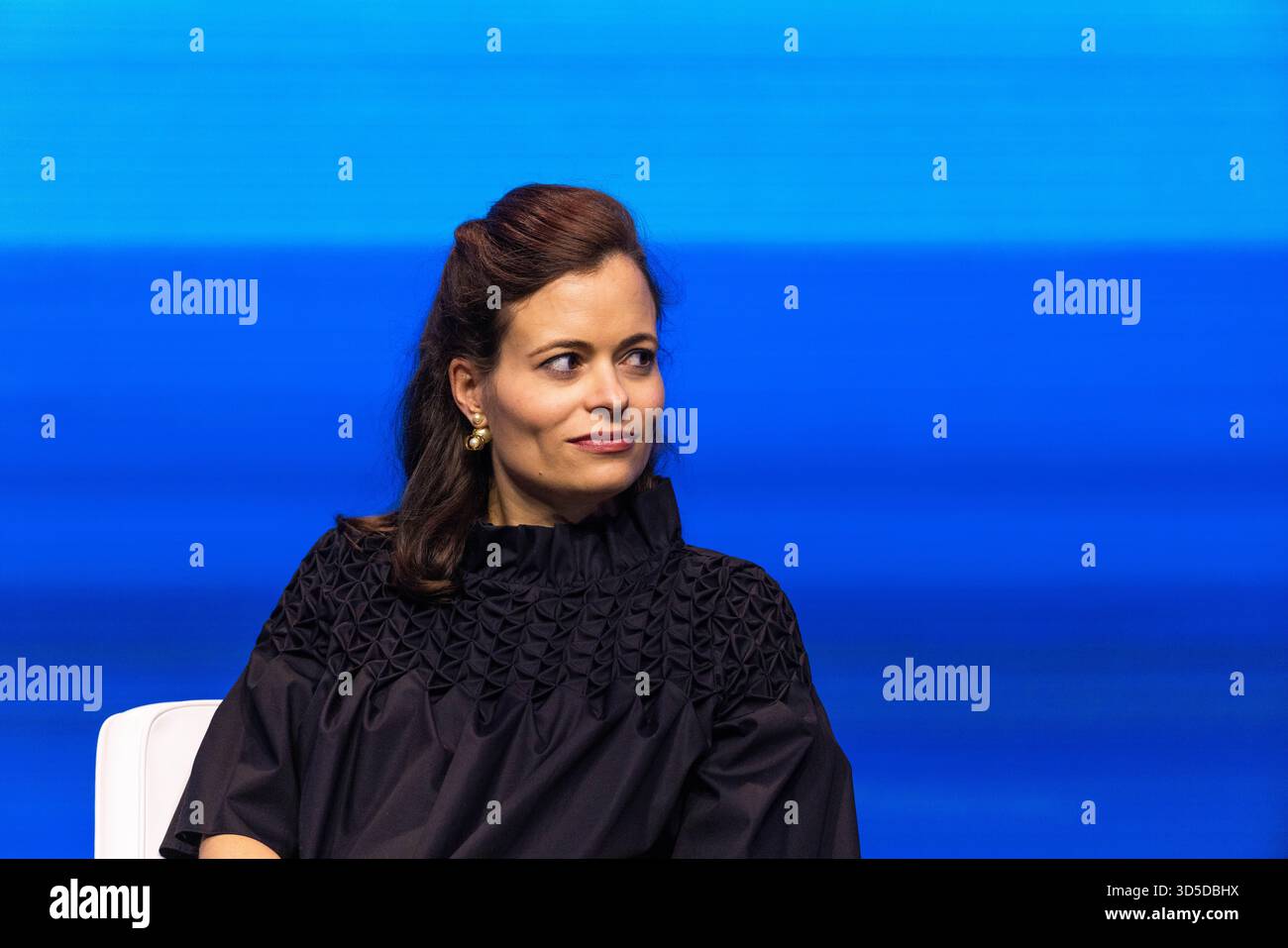Rust, Germany. 15th Nov, 2025. Bonita Grupp sits on the stage at the German Congress of the Junge Union (JU). The main topic of the three-day congress is likely to be the reform of the social systems. Credit: Philipp von Ditfurth/dpa/Alamy Live News Stock Photo