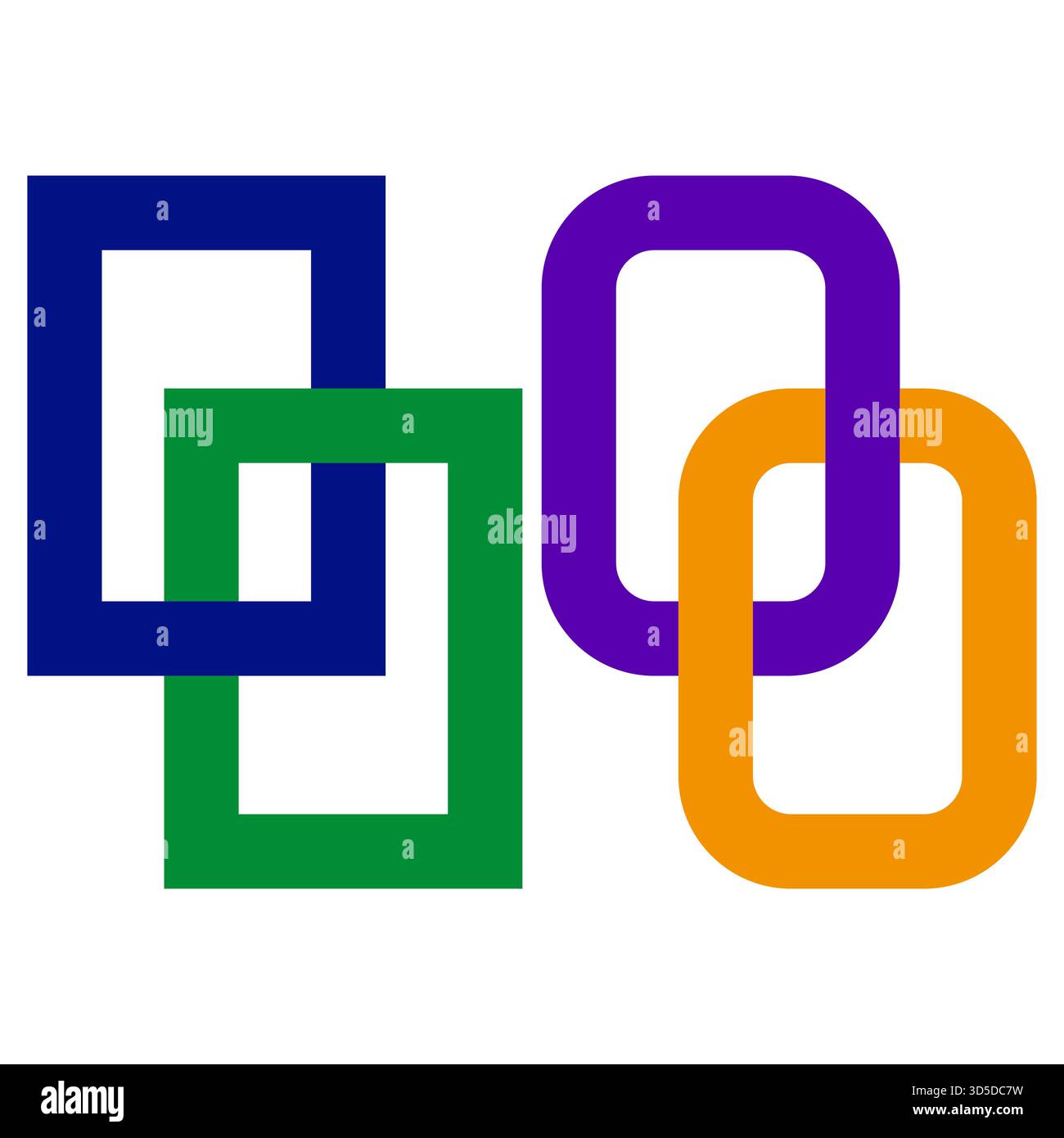Interlocking square frames. Colorful geometric shapes. Abstract connection Vector. Corporate unity symbol. EPS 10. Stock Vector