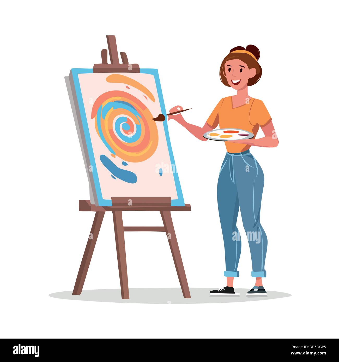 Artist painting on canvas fine Stock Vector Images - Alamy