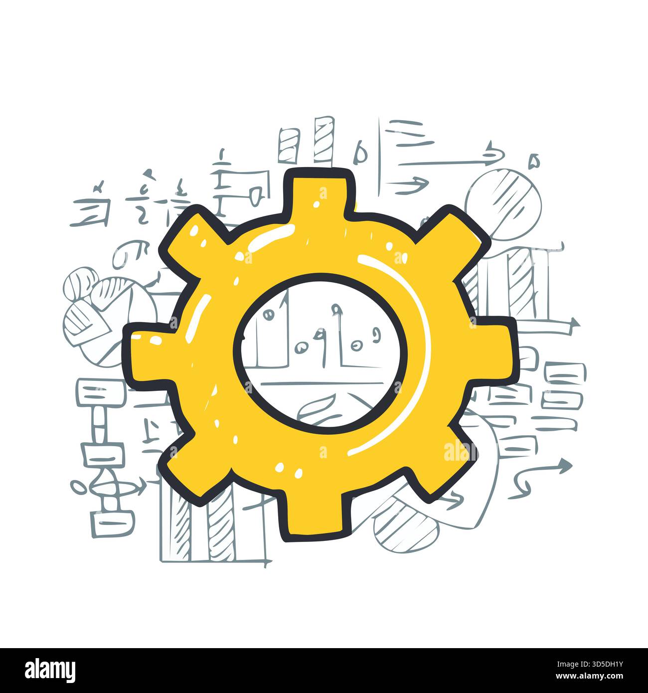 Math formulas and gear – Education, science, technology, engineering Stock Vector