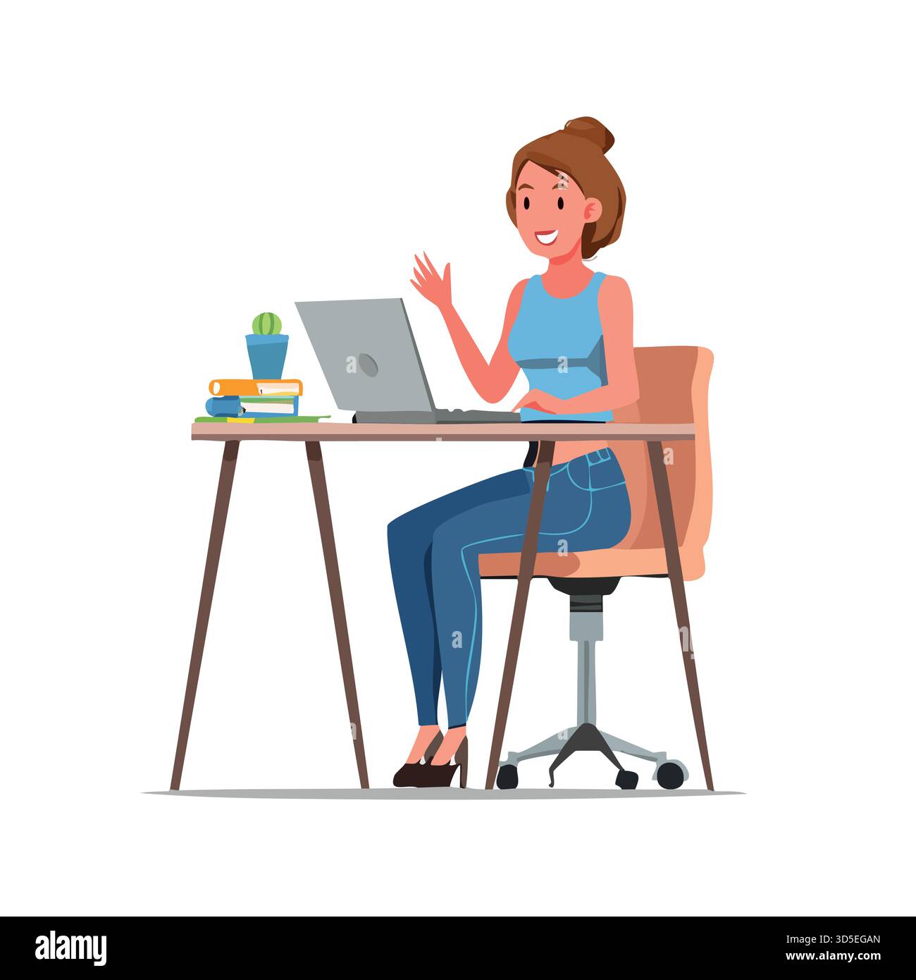 Person using computer – Office, workspace, technology, online work Stock Vector