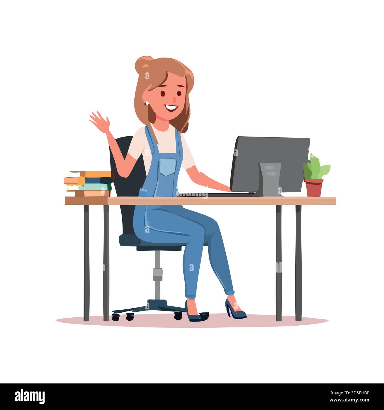 Person using computer – Office, workspace, technology, online work Stock Vector
