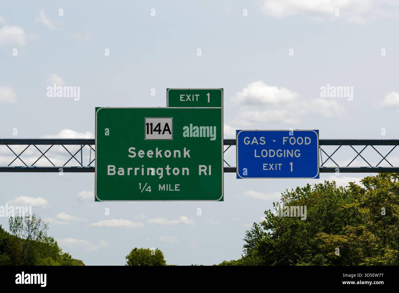 exit sign on I-195 in Massachusetts for Exit 1 to route MA-114A to ...